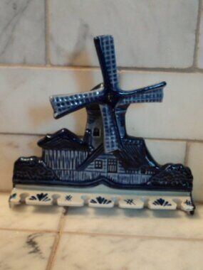 Vintage Delft Blue Windmill Wall Spoon Holder